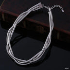 Triple Layer Snake Silver Anti Tarnish Necklace For Women Bulk