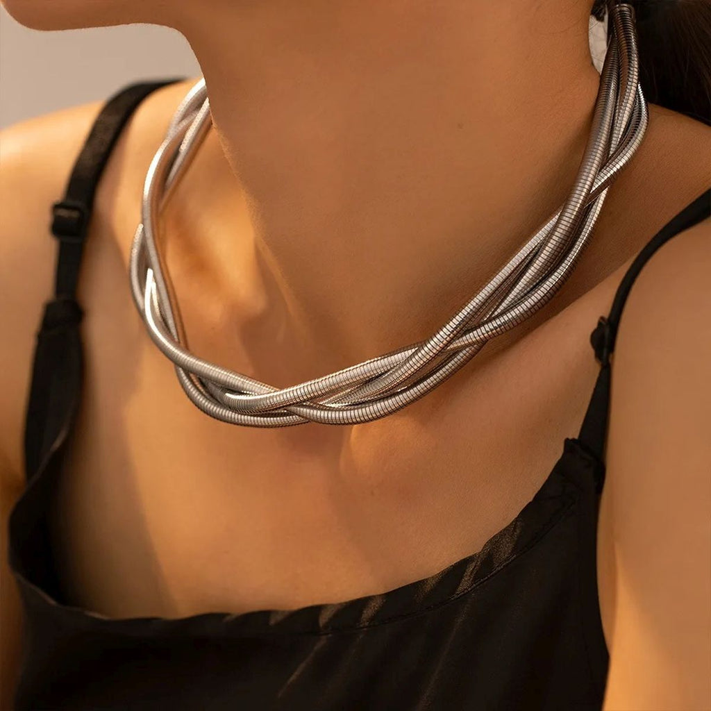 Triple Layer Snake Silver Anti Tarnish Necklace For Women Bulk