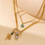 Snake Drop Cubic Zirconia Beads 18K Gold Stainless Steel Anti Tarnish Dual Layer Necklace For Women