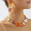 Cushion Cut Crystal Multicolour Gold Choker Necklace Earring Set Bulk