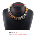 Cushion Cut Crystal Multicolour Gold Choker Necklace Earring Set Bulk