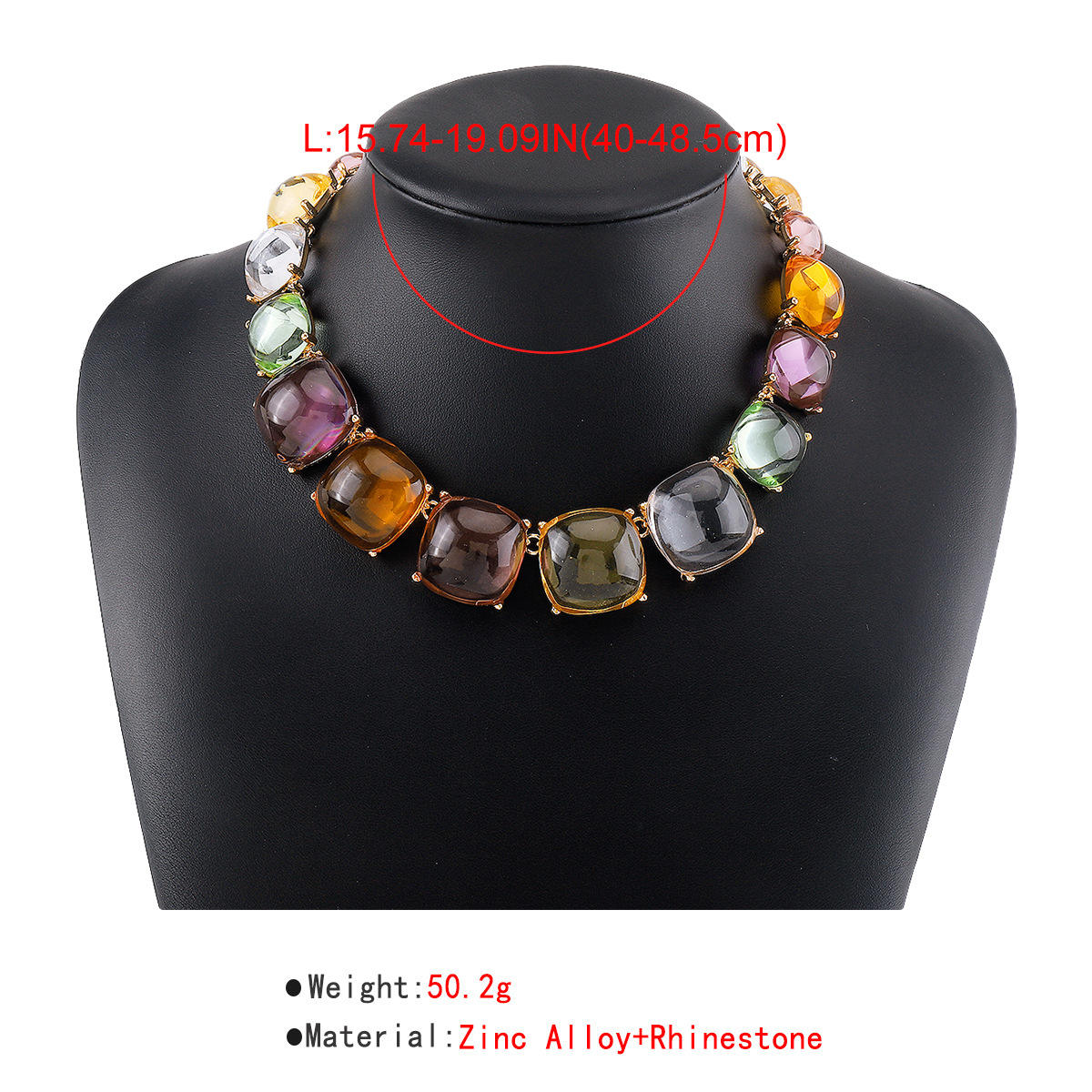 Cushion Cut Crystal Multicolour Gold Choker Necklace Earring Set Bulk