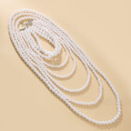 Multilayer Pearl White 18K Gold Anti Tarnish Long Necklace Women Bulk