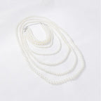 Multilayer Pearl White 18K Gold Anti Tarnish Long Necklace Women Bulk