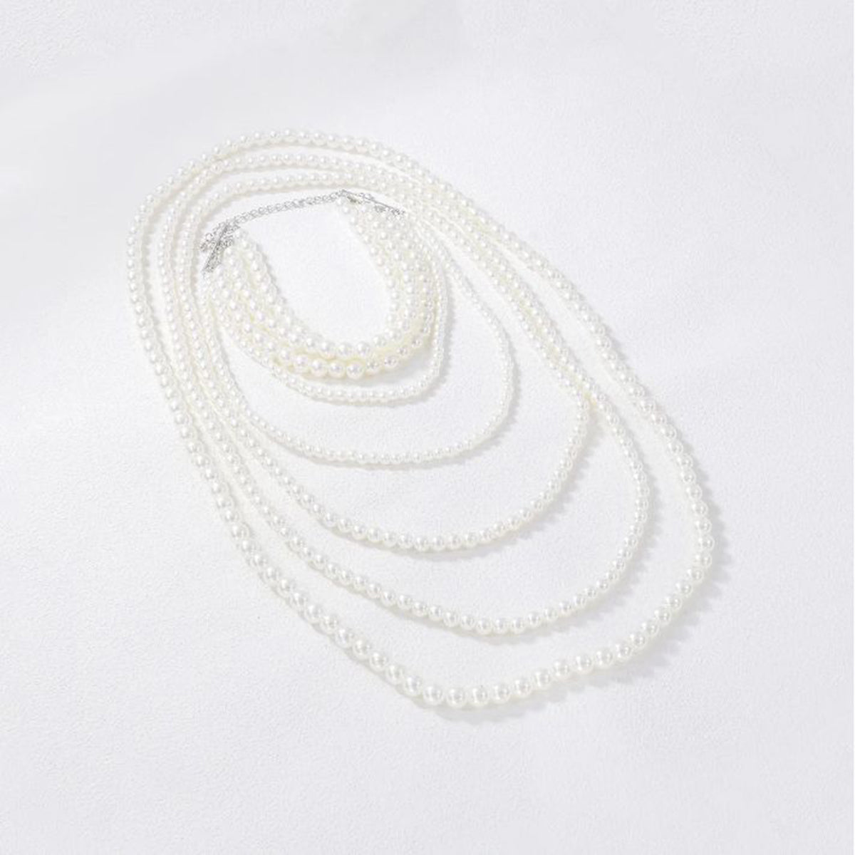 Multilayer Pearl White 18K Gold Anti Tarnish Long Necklace Women Bulk