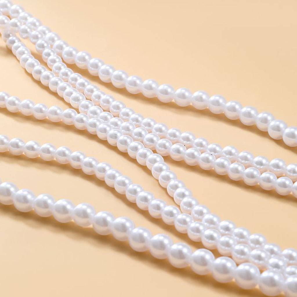 Multilayer Pearl White 18K Gold Anti Tarnish Long Necklace Women Bulk