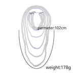 Multilayer Pearl White 18K Gold Anti Tarnish Long Necklace Women Bulk