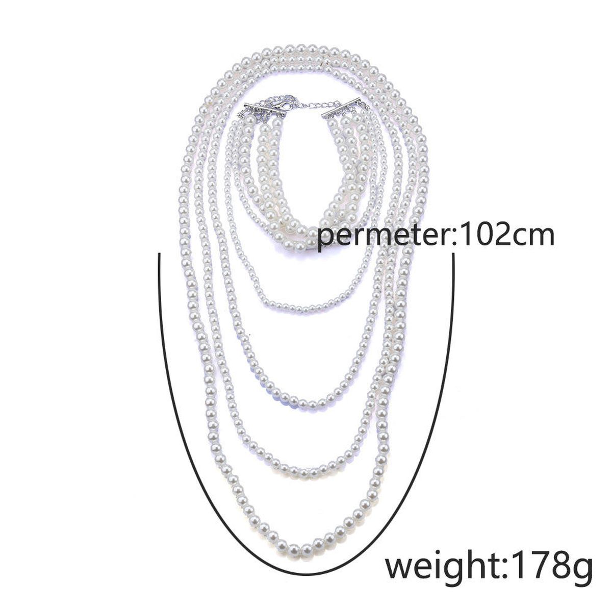 Multilayer Pearl White 18K Gold Anti Tarnish Long Necklace Women Bulk