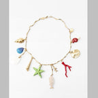 Beach Aquarium Ocean Animals Enamel Multi Gold Charm Necklace Bulk