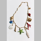 Beach Aquarium Ocean Animals Enamel Multi Gold Charm Necklace Bulk