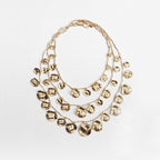 Dented Coin 18K Gold Alloy Charm Long Layer Necklace For Women Bulk