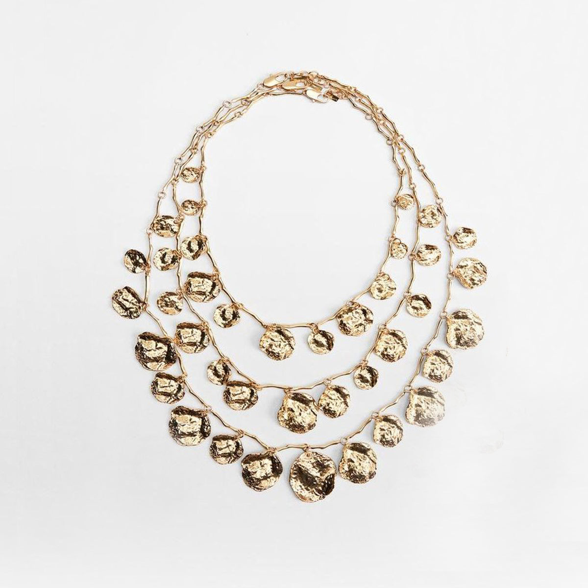 Dented Coin 18K Gold Alloy Charm Long Layer Necklace For Women Bulk