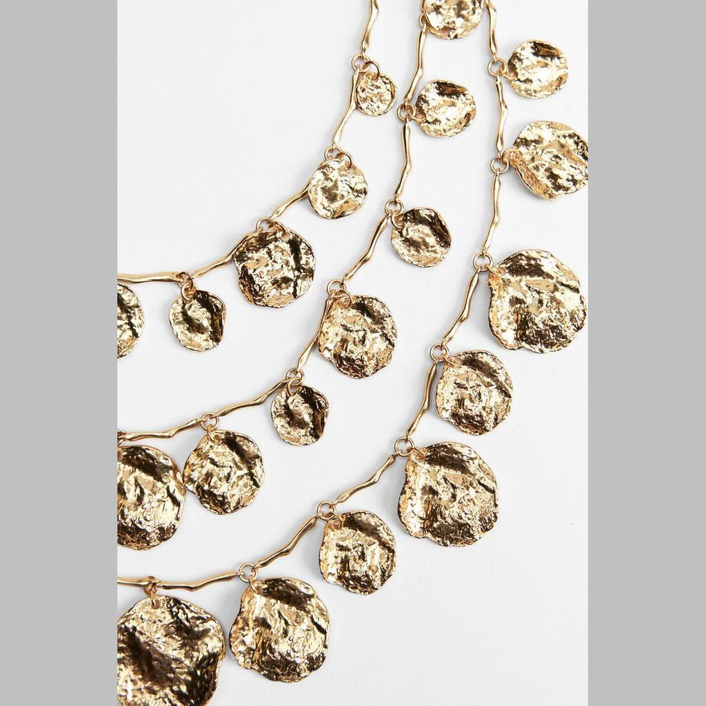 Dented Coin 18K Gold Alloy Charm Long Layer Necklace For Women Bulk