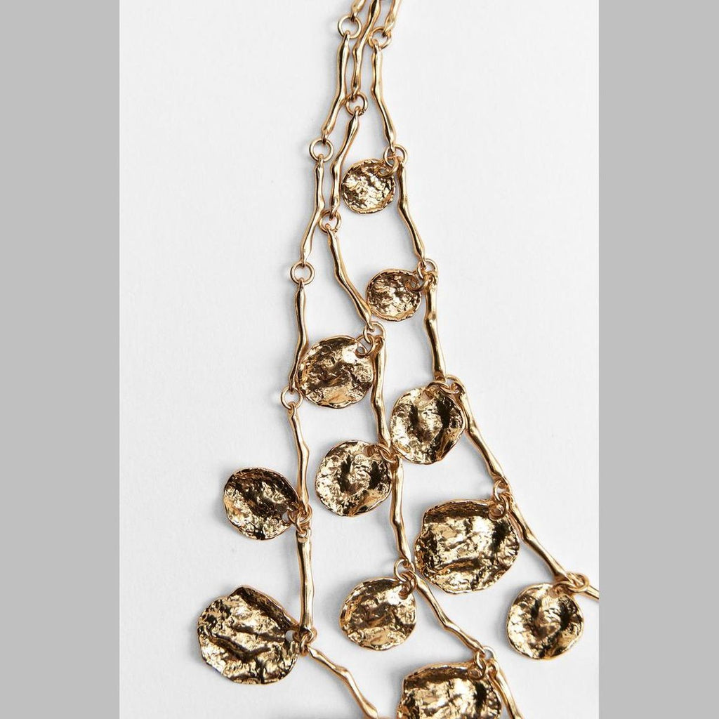 Dented Coin 18K Gold Alloy Charm Long Layer Necklace For Women Bulk