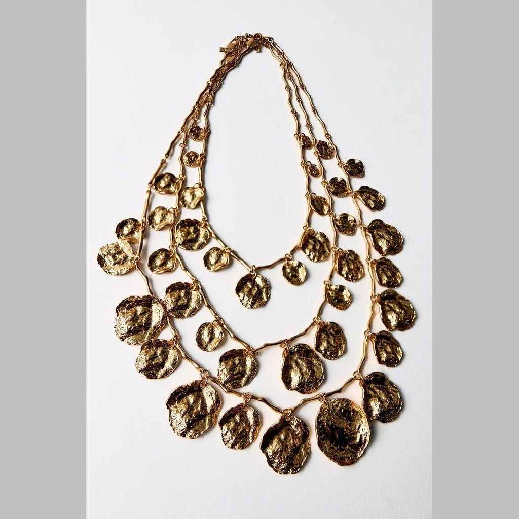 Dented Coin 18K Gold Alloy Charm Long Layer Necklace For Women Bulk