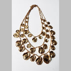 Dented Coin 18K Gold Alloy Charm Long Layer Necklace For Women Bulk