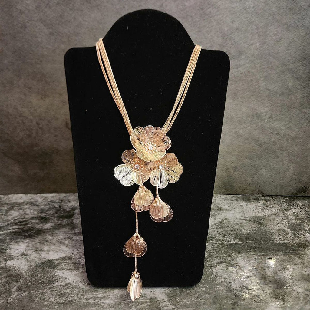 Filigree Flower Cubic Zirconia 18K Gold Anti Tarnish Necklace Bulk