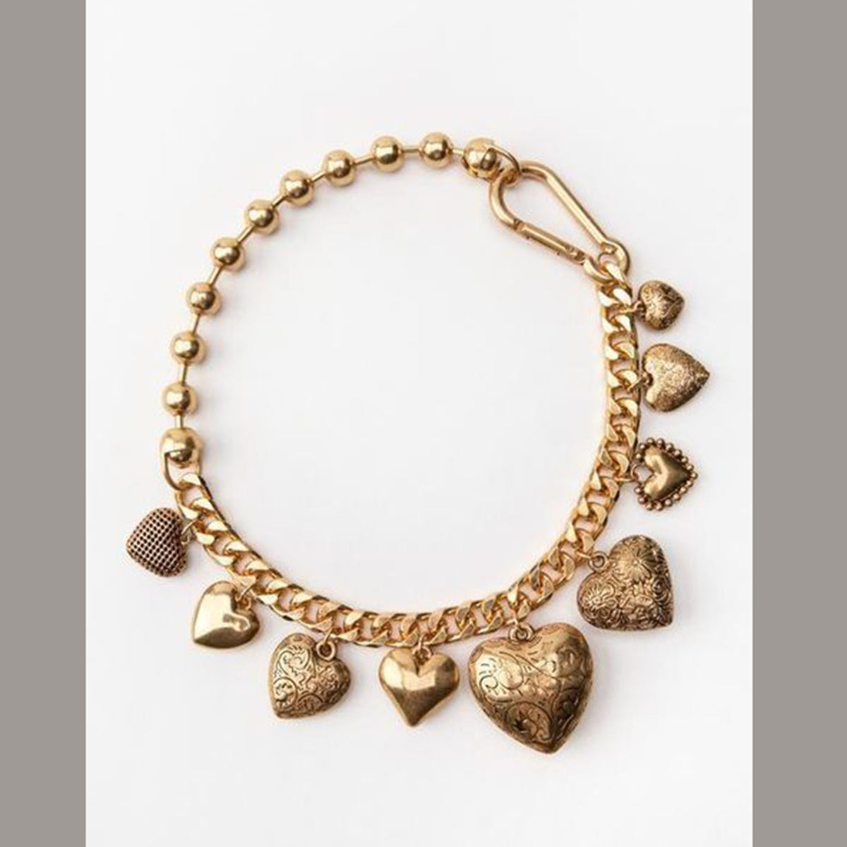 Heart 18K Gold Anti Tarnish Ball Curb Chain Statement Necklace Bulk Main image