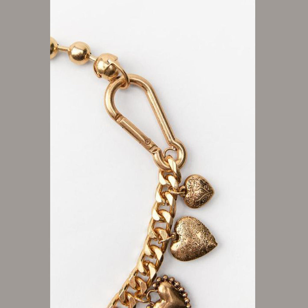 Heart 18K Gold Anti Tarnish Ball Curb Chain Statement Necklace Bulk