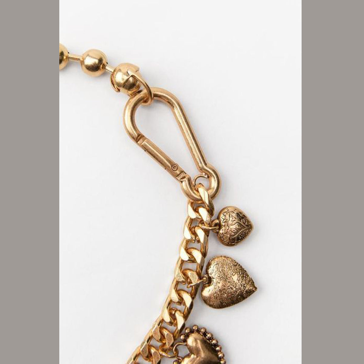 Heart 18K Gold Anti Tarnish Ball Curb Chain Statement Necklace Bulk