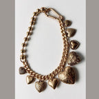 Heart 18K Gold Anti Tarnish Ball Curb Chain Statement Necklace Bulk