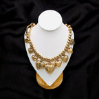 Heart 18K Gold Anti Tarnish Ball Curb Chain Statement Necklace Bulk