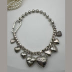 Heart 18K Gold Anti Tarnish Ball Curb Chain Statement Necklace Bulk