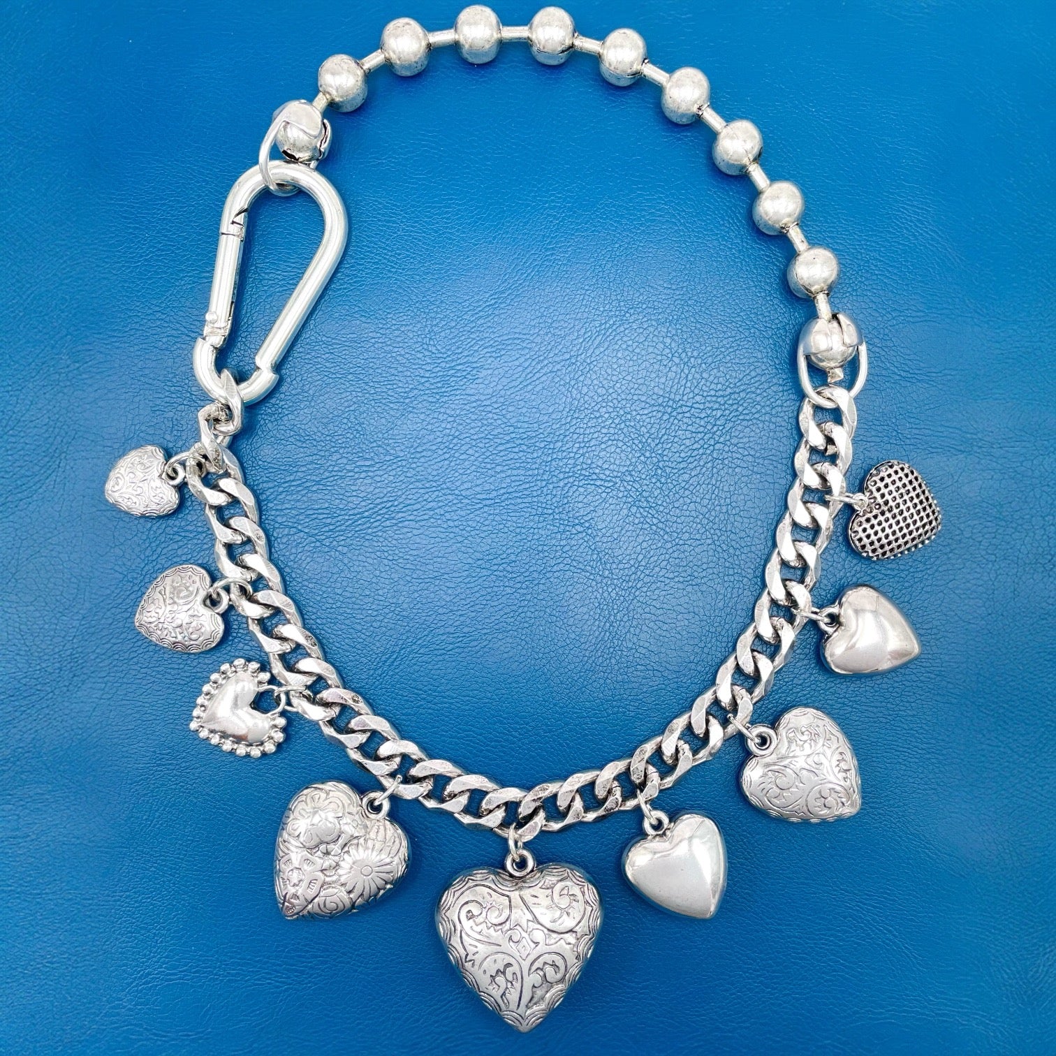 Heart 18K Gold Anti Tarnish Ball Curb Chain Statement Necklace Bulk