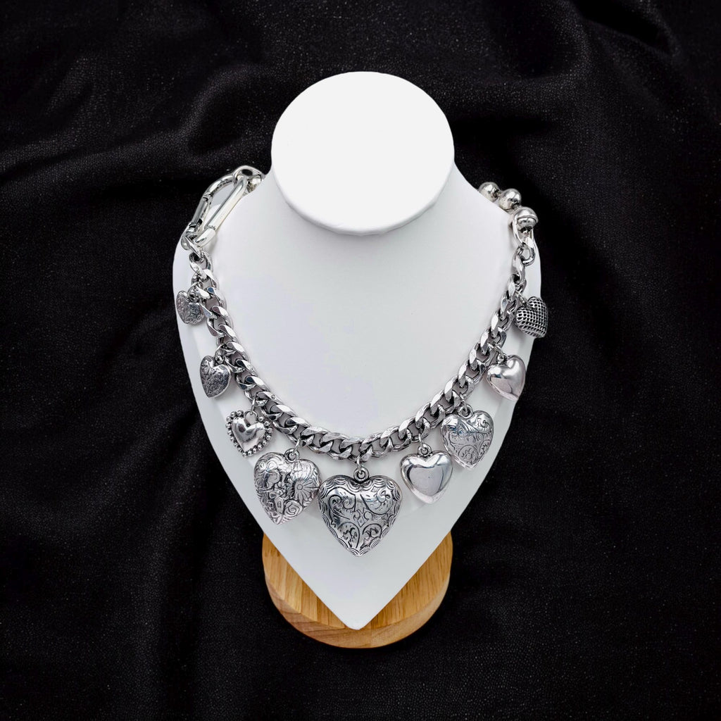Heart 18K Gold Anti Tarnish Ball Curb Chain Statement Necklace Bulk