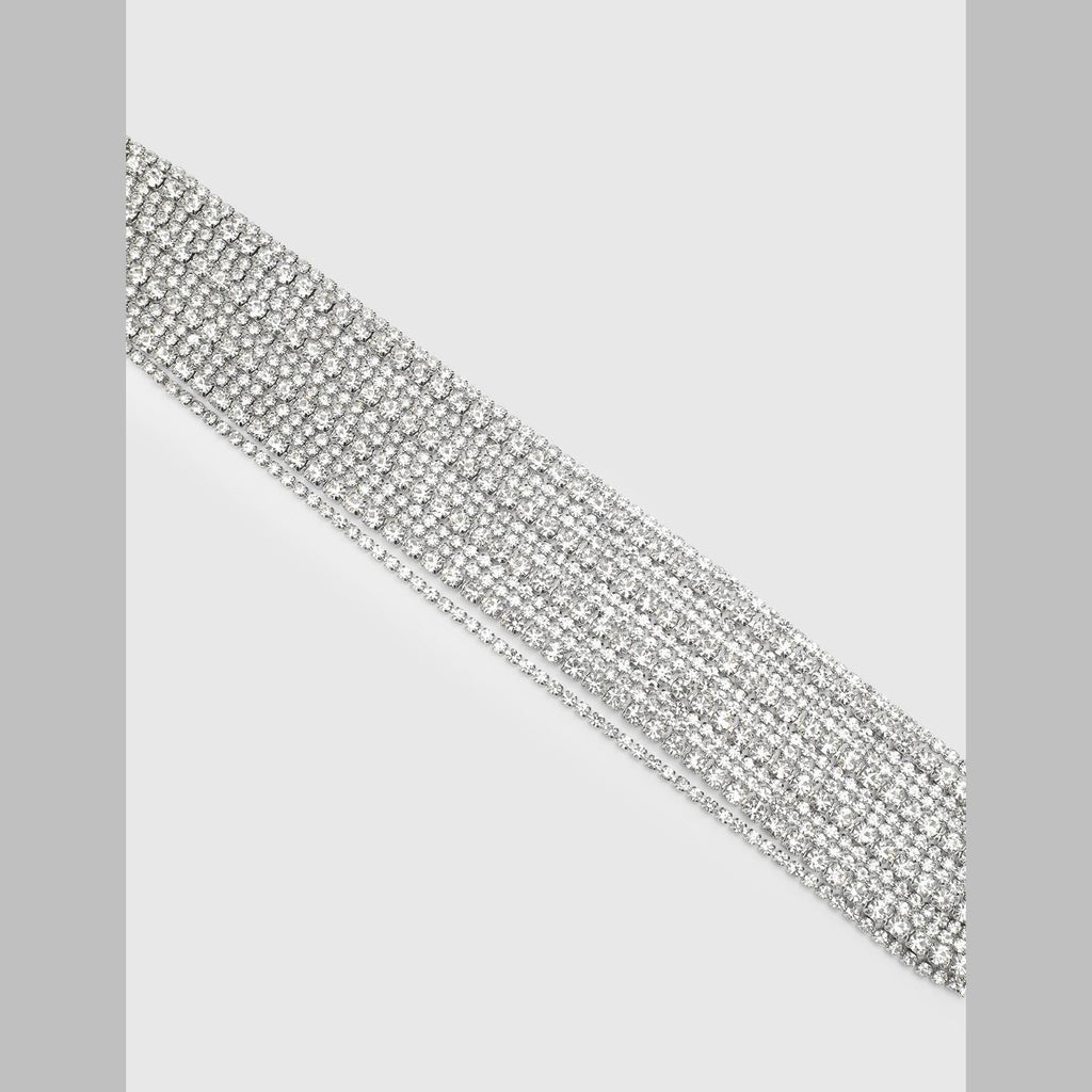 Studded Rhinestone Silver Anti Tarnish Necklace For Women Bulk
