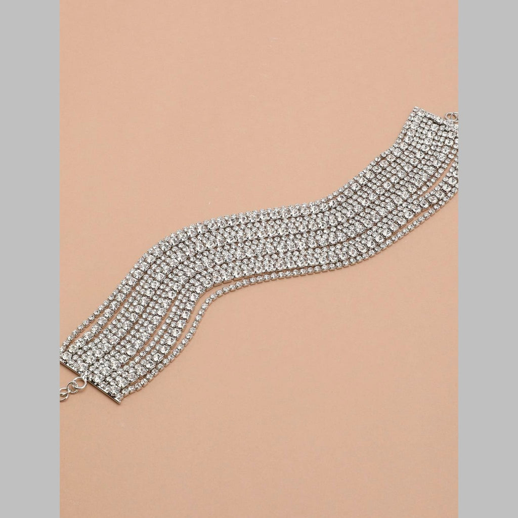 Studded Rhinestone Silver Anti Tarnish Necklace For Women Bulk