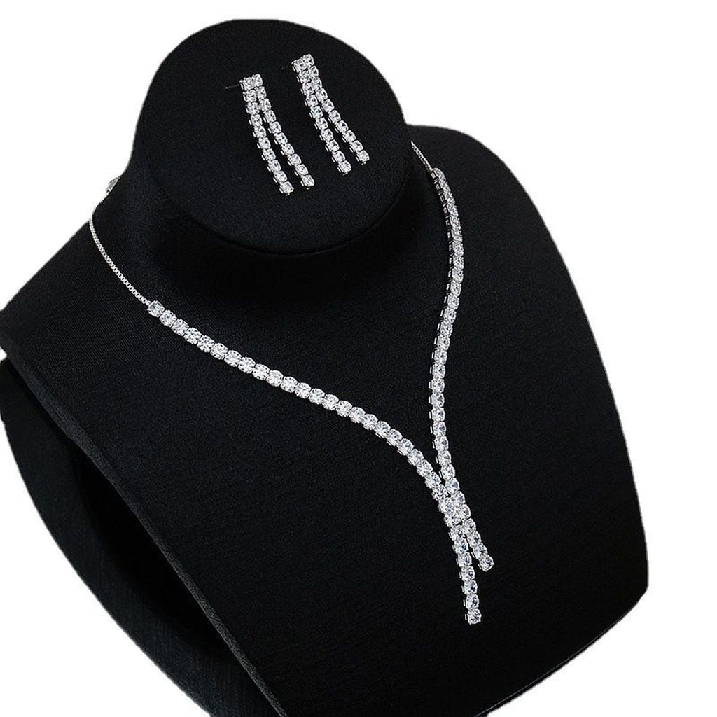 Solitaire Rhinestone Silver Anti Tarnish Necklace For Women Bulk