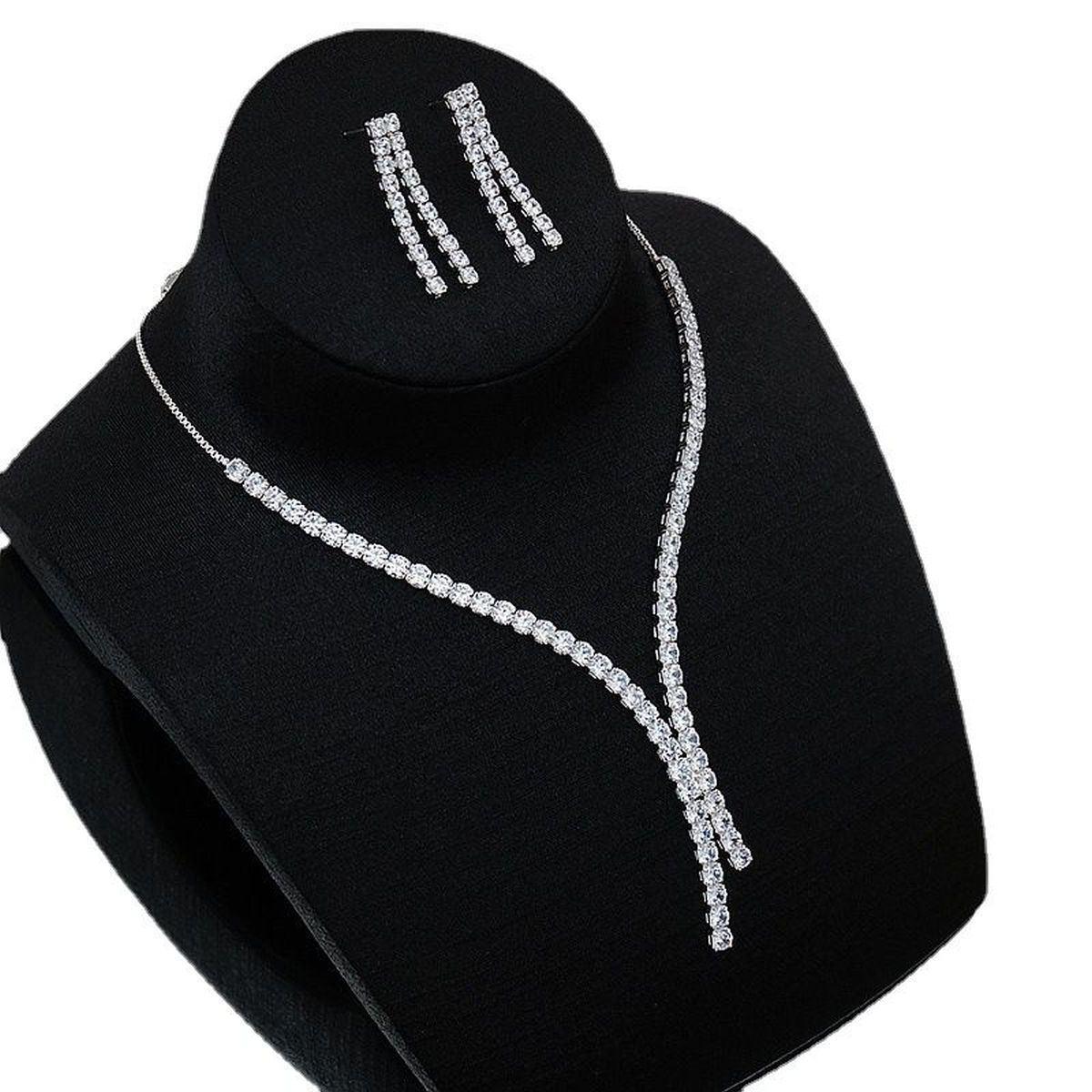 Solitaire Rhinestone Silver Anti Tarnish Necklace For Women Bulk