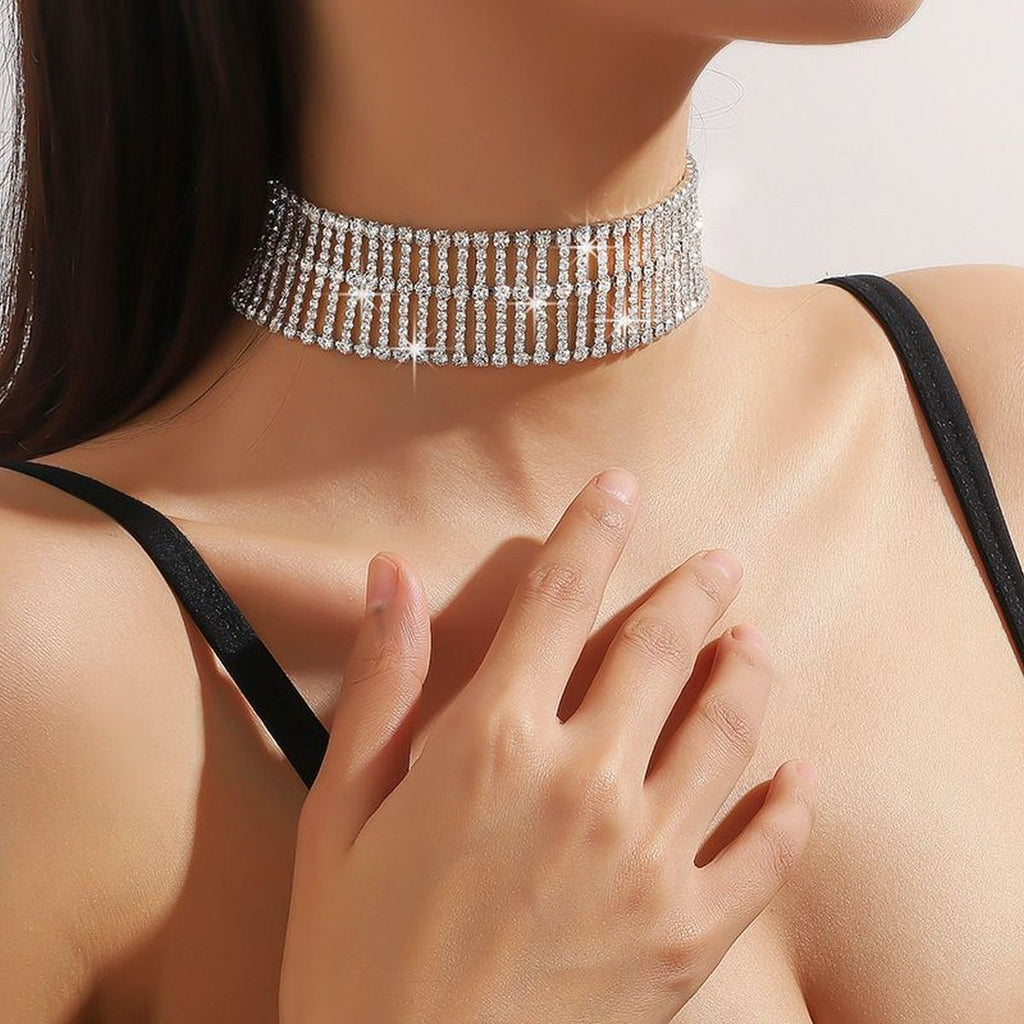 Solitaire Filigree Rhinestone Silver Anti Tarnish Necklace Women Bulk