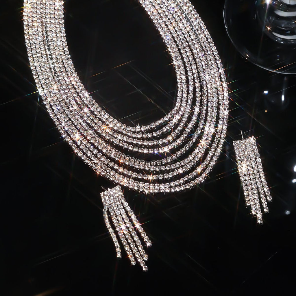 Solitaire Layer Rhinestone Silver Anti Tarnish Necklace For Women