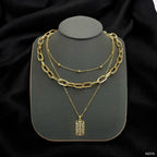 Dog Tag CZ 18K Gold Anti Tarnish Three Layer Link Chain Necklace Bulk