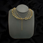 Dog Tag CZ 18K Gold Anti Tarnish Three Layer Link Chain Necklace Bulk