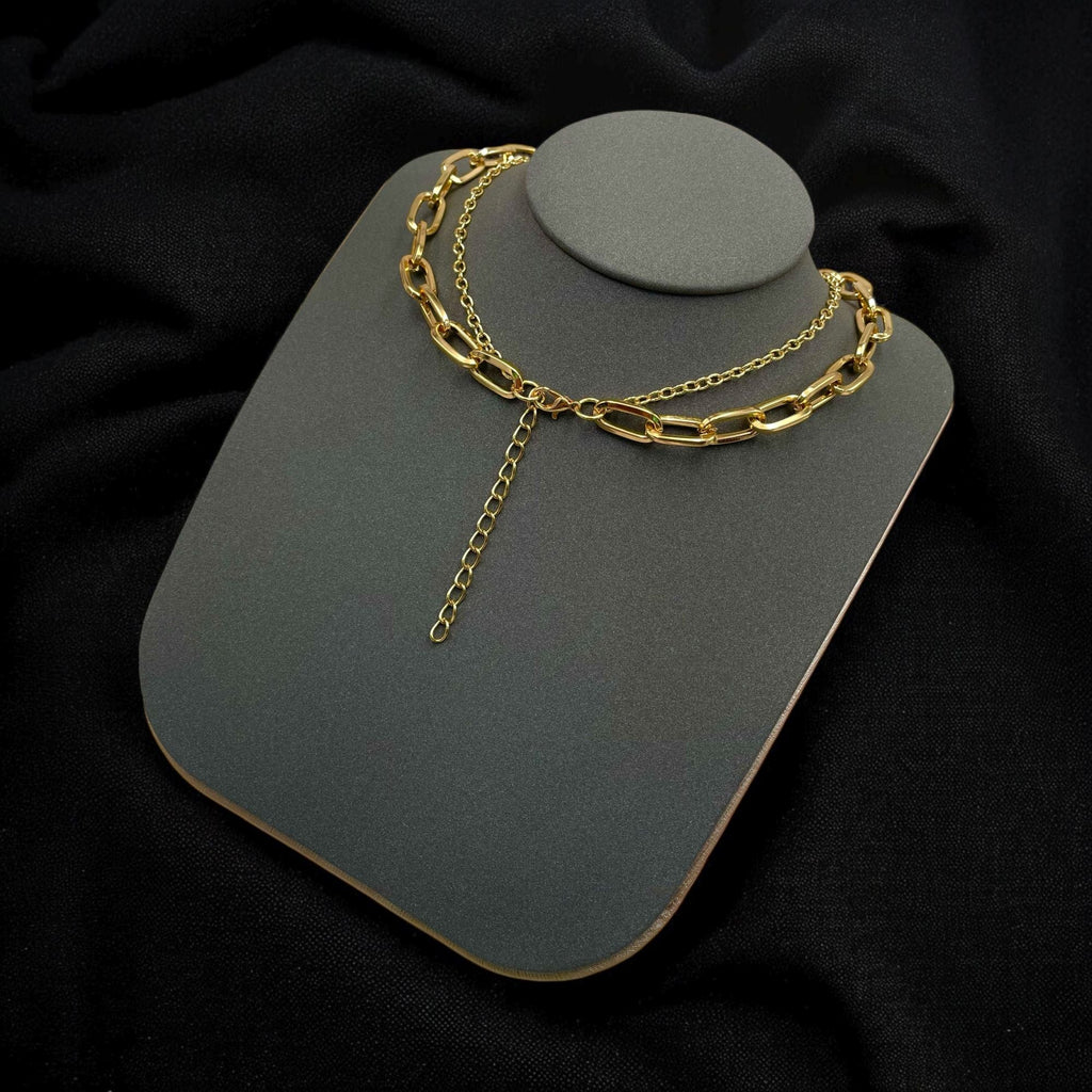 Heart CZ 18K Gold Anti Tarnish Three Layer Link Chain Necklace Bulk