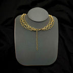 Baguette CZ Gold Anti Tarnish Three Layer Link Chain Necklace Bulk