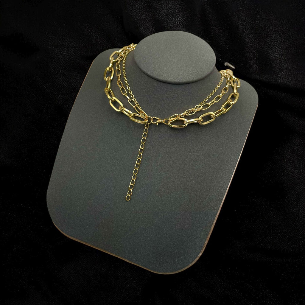 Flower CZ 18K Gold Anti Tarnish Three Layer Link Chain Necklace Bulk