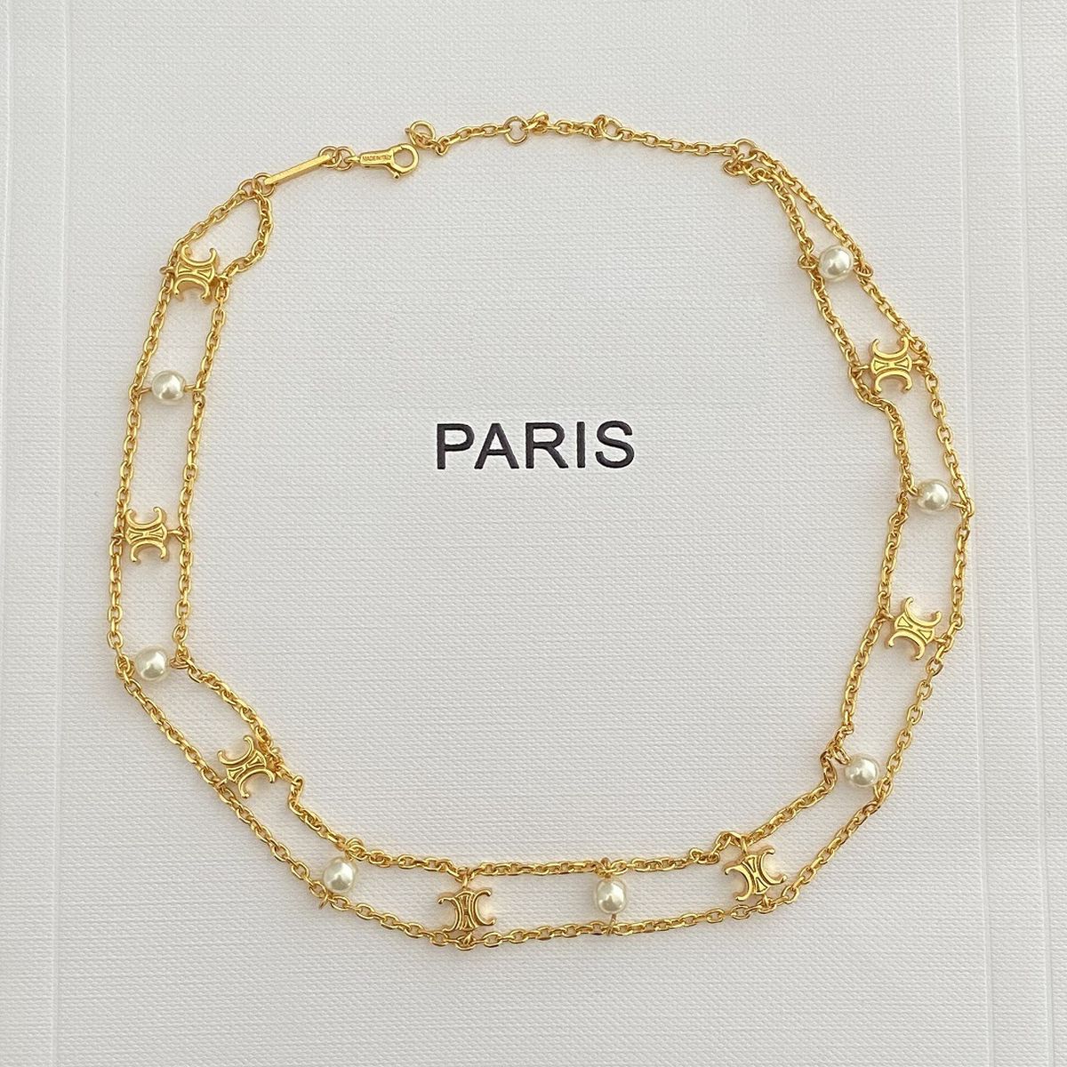 Dual Layer Pearl Gold White Anti Tarnish Choker Chain Necklace Bulk