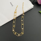 Dual Layer Pearl Gold White Anti Tarnish Choker Chain Necklace Bulk