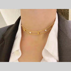 Dual Layer Pearl Gold White Anti Tarnish Choker Chain Necklace Bulk