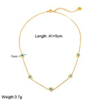 Heart Evil Eye Stainless Steel Mother Of Pearl 18K Gold White Link Chain Necklace For Women