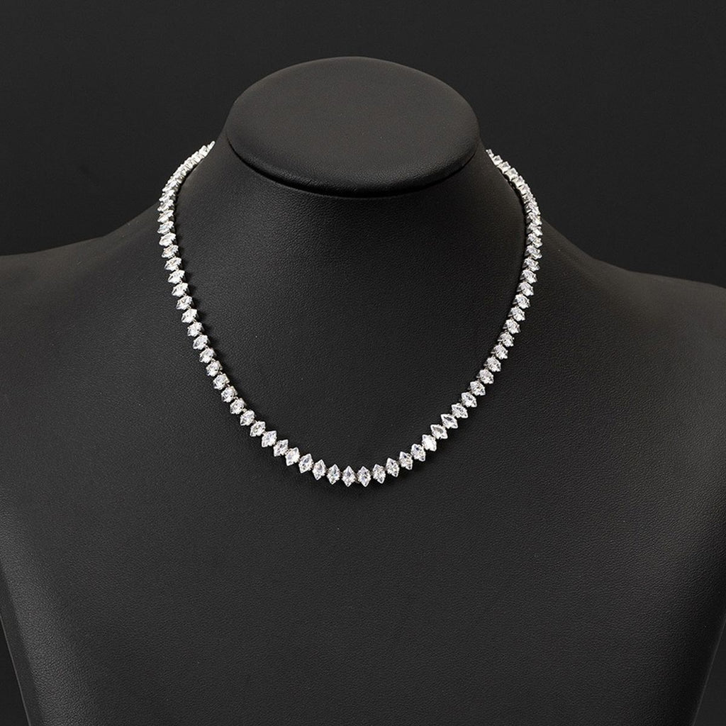 Marquise Silver Cubic Zirconia Chain Necklace For Women Bulk