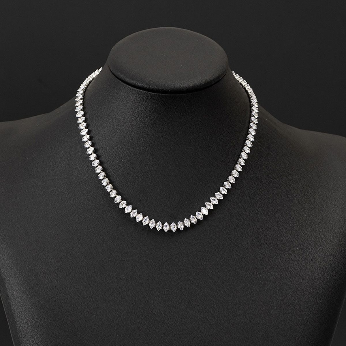 Marquise Silver Cubic Zirconia Chain Necklace For Women Bulk