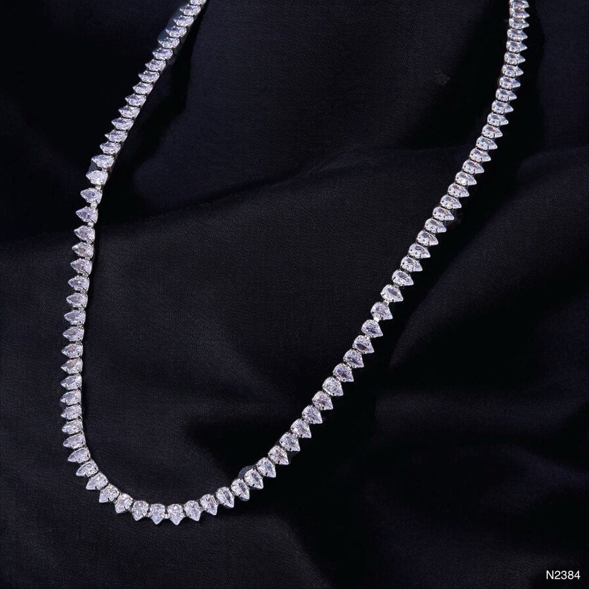 Drop Solitaire Silver Cubic Zirconia Chain Necklace For Women Bulk Main image