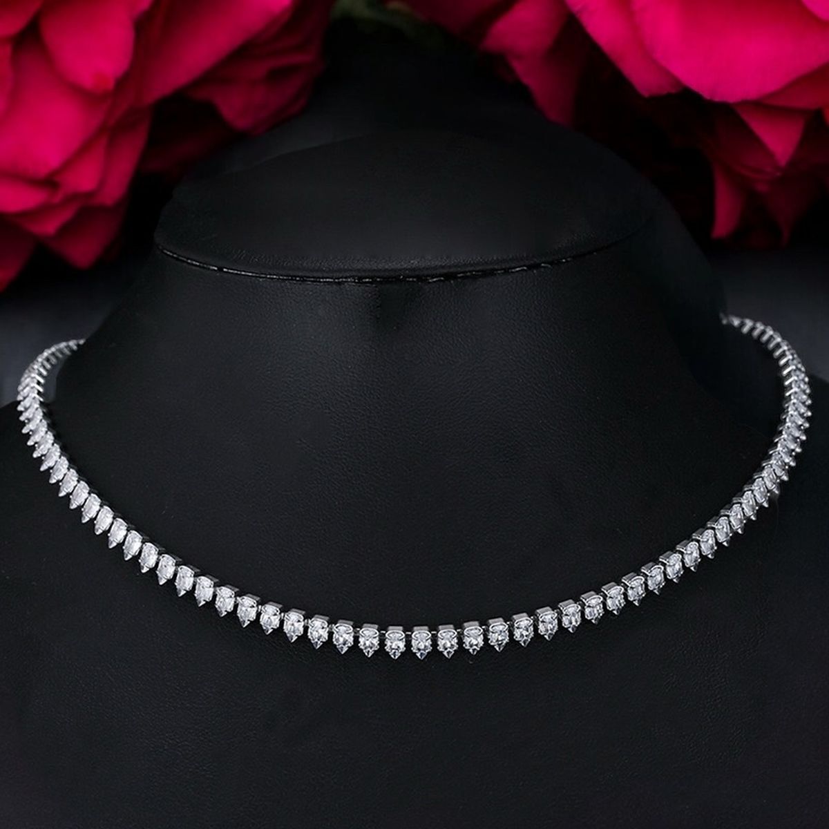 Drop Solitaire Silver Cubic Zirconia Chain Necklace For Women Bulk