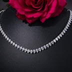 Drop Solitaire Silver Cubic Zirconia Chain Necklace For Women Bulk