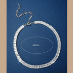 Baguette Solitaire Silver Cubic Zirconia Chain Necklace For Women